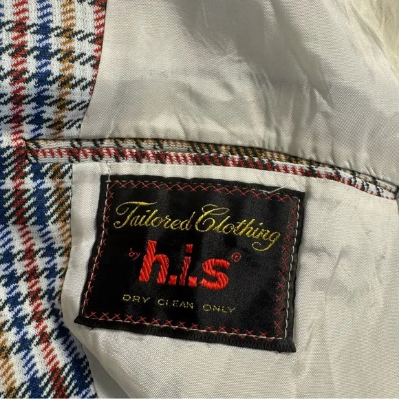 Vintage H.I.S. 1970s Plaid Academia Blazer Size Small‎ Preppy Retro Herringbone